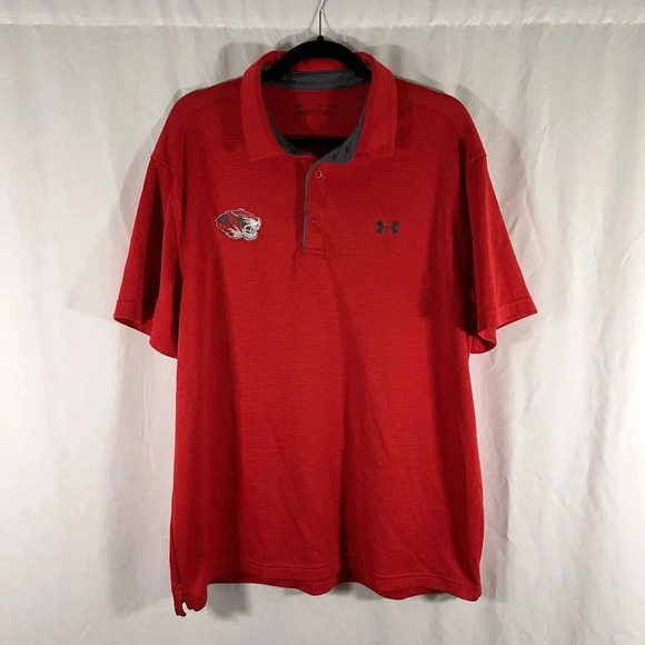 Under Armour Polo Shirt Women's XL Red Short Sleeve 1/4 Button Tiger Embroidered - Picture 1 of 10